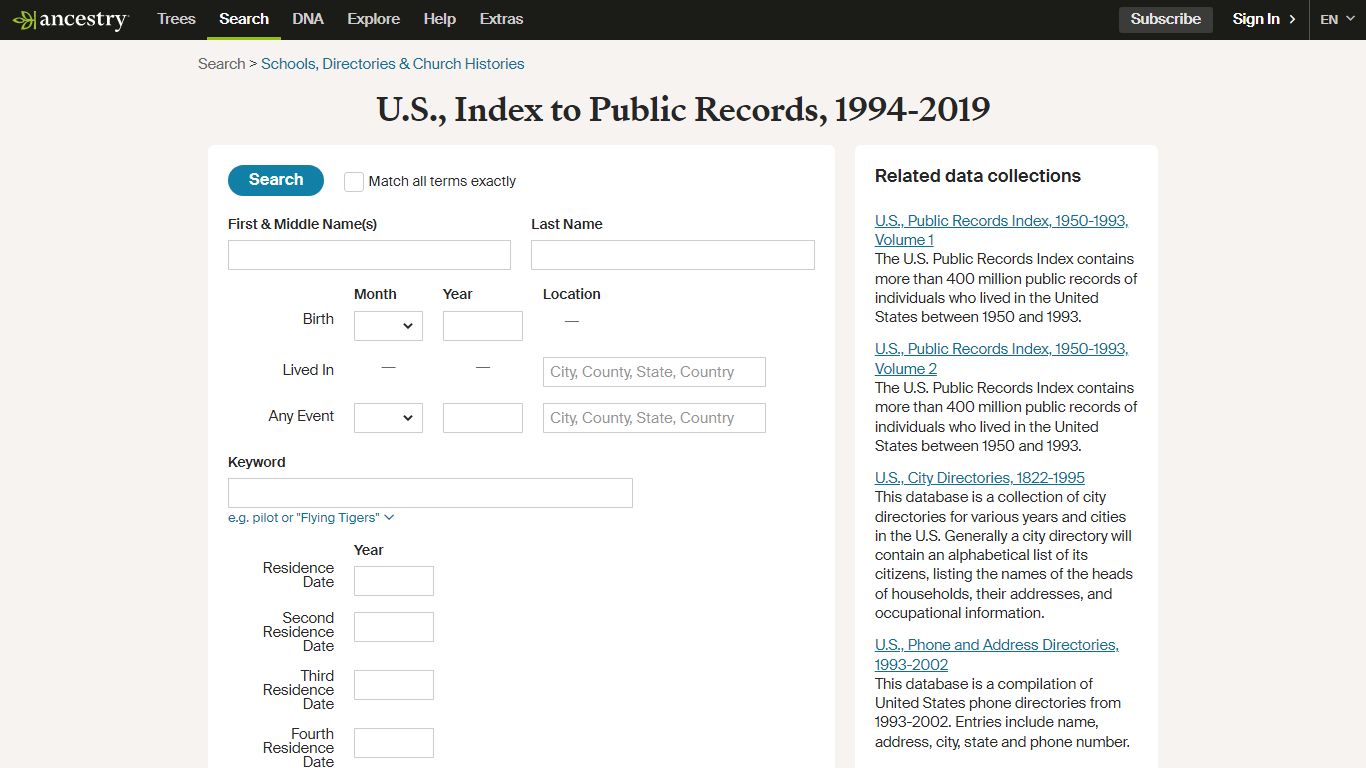 U.S., Index to Public Records, 1994-2019 - Ancestry.com