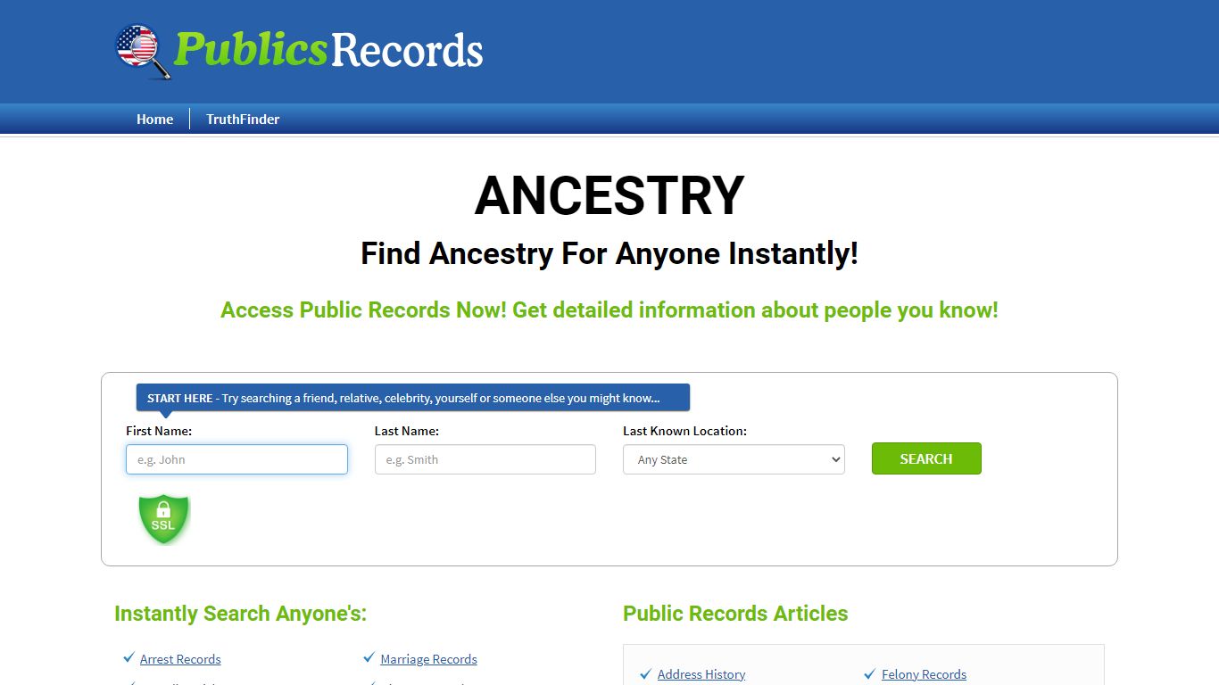 Find Ancestry For Anyone Instantly! - publicsrecords.com